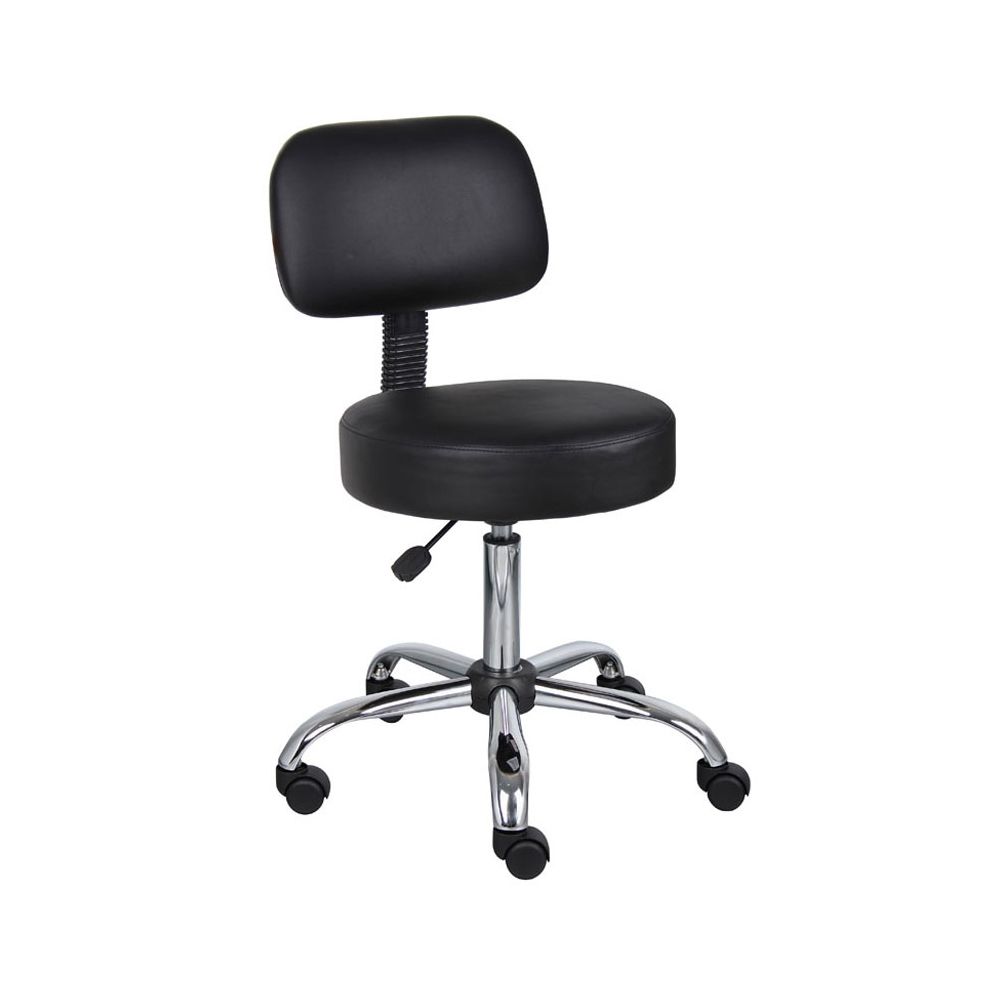 Boss Be Well Medical Spa Professional Adjustable Stool with Back, Black